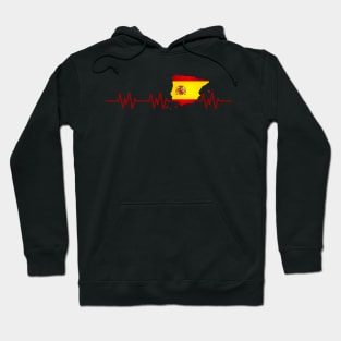 Spain Heartbeat Flag Pulse Spanish Nationality Hoodie